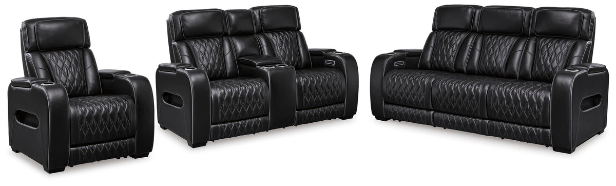 Boyington Power Reclining Sofa, Loveseat and Recliner - Black (2)