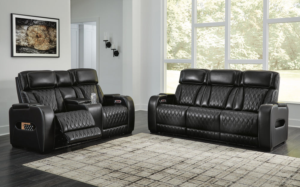 Boyington Power Reclining Sofa and Loveseat - Black (1)