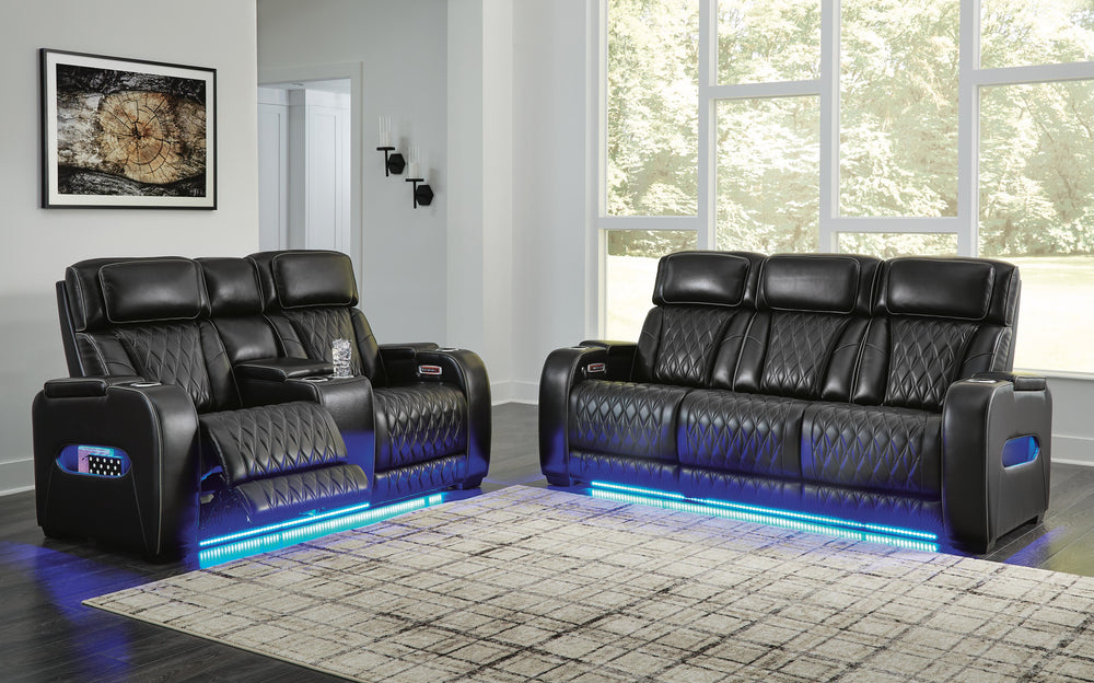 Boyington Power Reclining Sofa and Loveseat - Black (3)