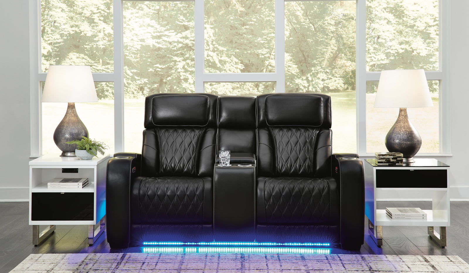 Boyington Power Reclining Loveseat with Console - Black (2)
