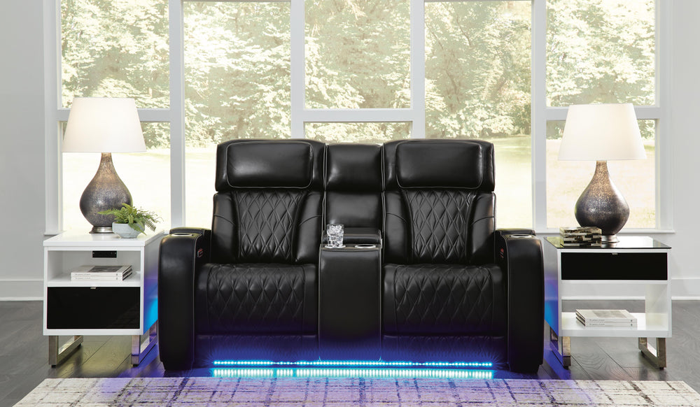 Boyington Power Reclining Loveseat with Console - Black (2)