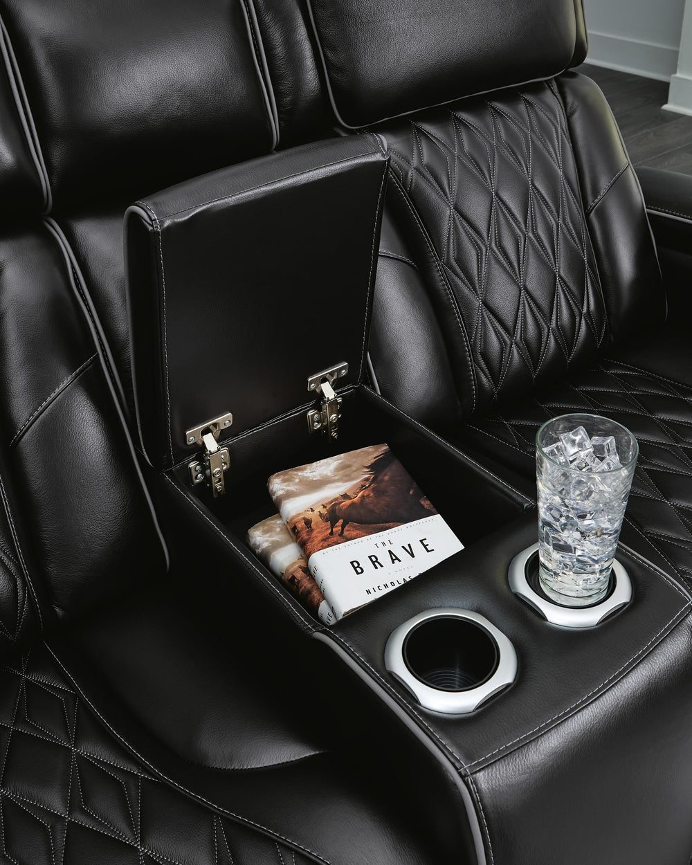 Boyington Power Reclining Loveseat with Console - Black (10)