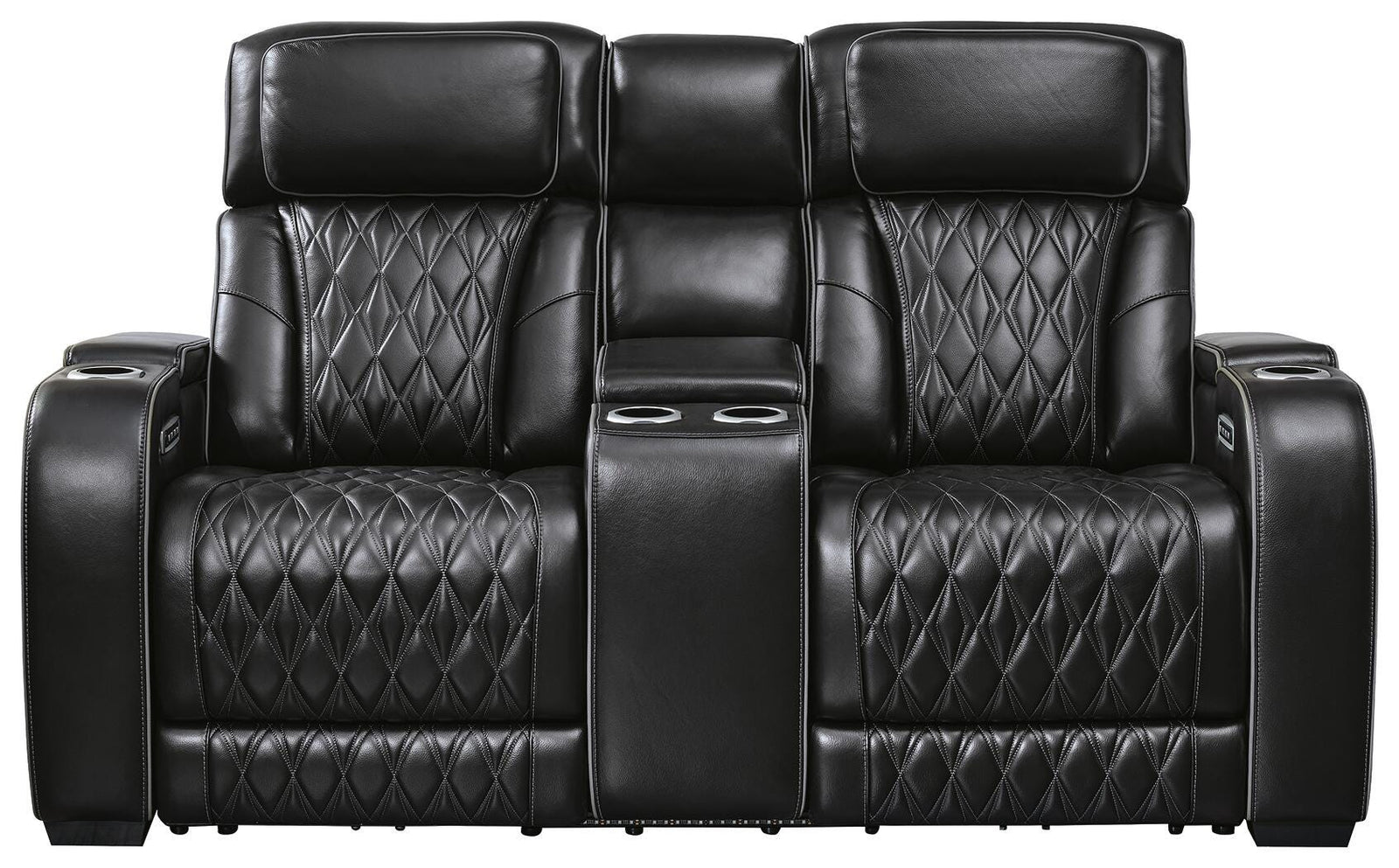Boyington Power Reclining Loveseat with Console - Black (1)