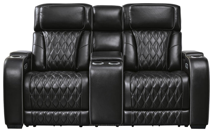 Boyington Power Reclining Loveseat with Console - Black (1)