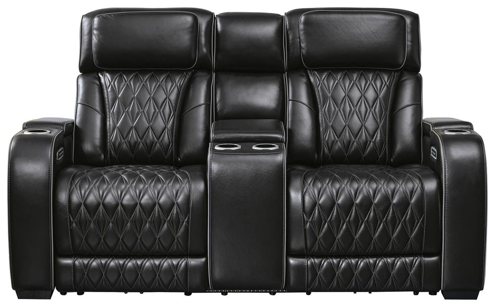 Boyington Power Reclining Loveseat with Console - Black (1)