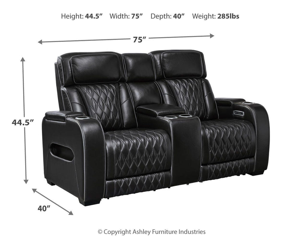 Boyington Power Reclining Loveseat with Console - Black (4)