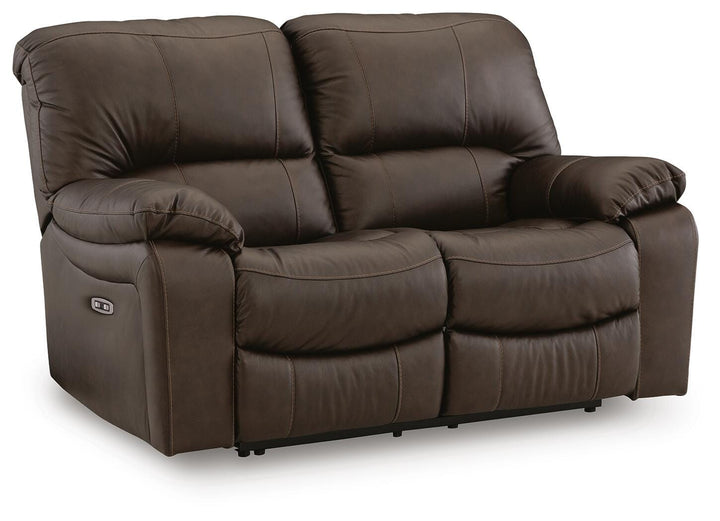 Leesworth Power Reclining Loveseat - Dark Brown (1)
