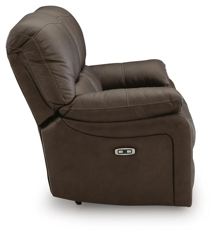 Leesworth Power Reclining Loveseat - Dark Brown (5)