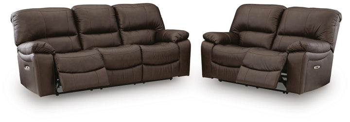 Leesworth Power Reclining Sofa and Loveseat - Dark Brown (3)