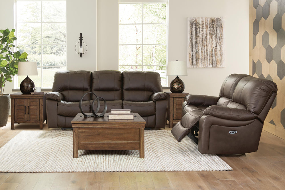 Leesworth Power Reclining Sofa and Loveseat - Dark Brown (4)