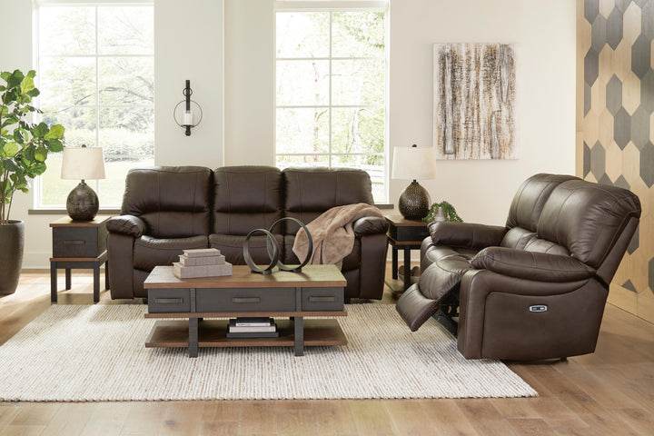 Leesworth Power Reclining Sofa and Loveseat - Dark Brown (5)