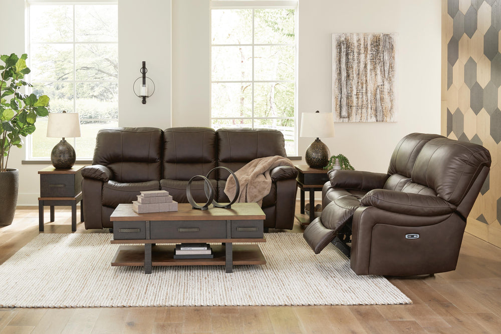 Leesworth Power Reclining Sofa and Loveseat - Dark Brown (5)