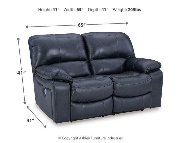 Leesworth Power Reclining Loveseat - Blue (4)