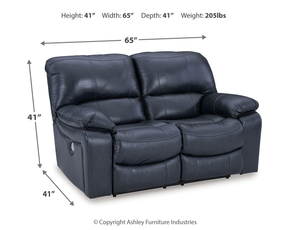 Leesworth Power Reclining Loveseat - Blue (4)
