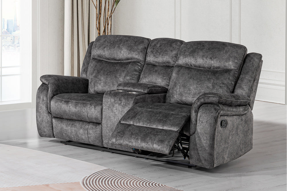 Park City Console Loveseat W/ Dual Recliners-Slate