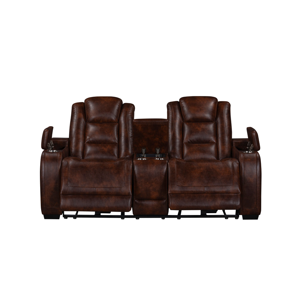 Chester Reclining Console Loveseat W/pwr Hr & Fr-Brown