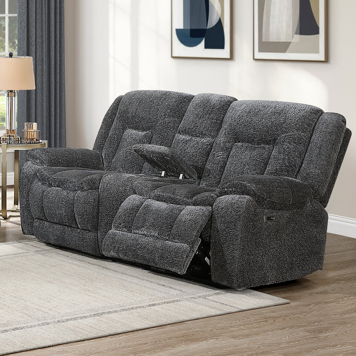 Stanwick Reclining Console Loveseat W/pwr Fr-Gray