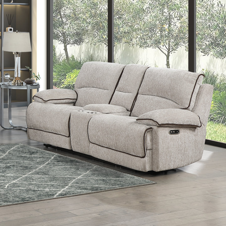 Camden Dual Reclining Console Loveseat W/pwr Hr &amp; Fr-Brown