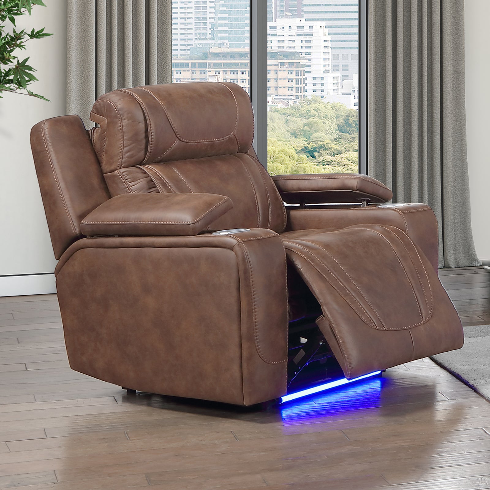 Carrow Auto Glide Recliner W/pwr Hr & Fr, Stereo, Massage-Bro