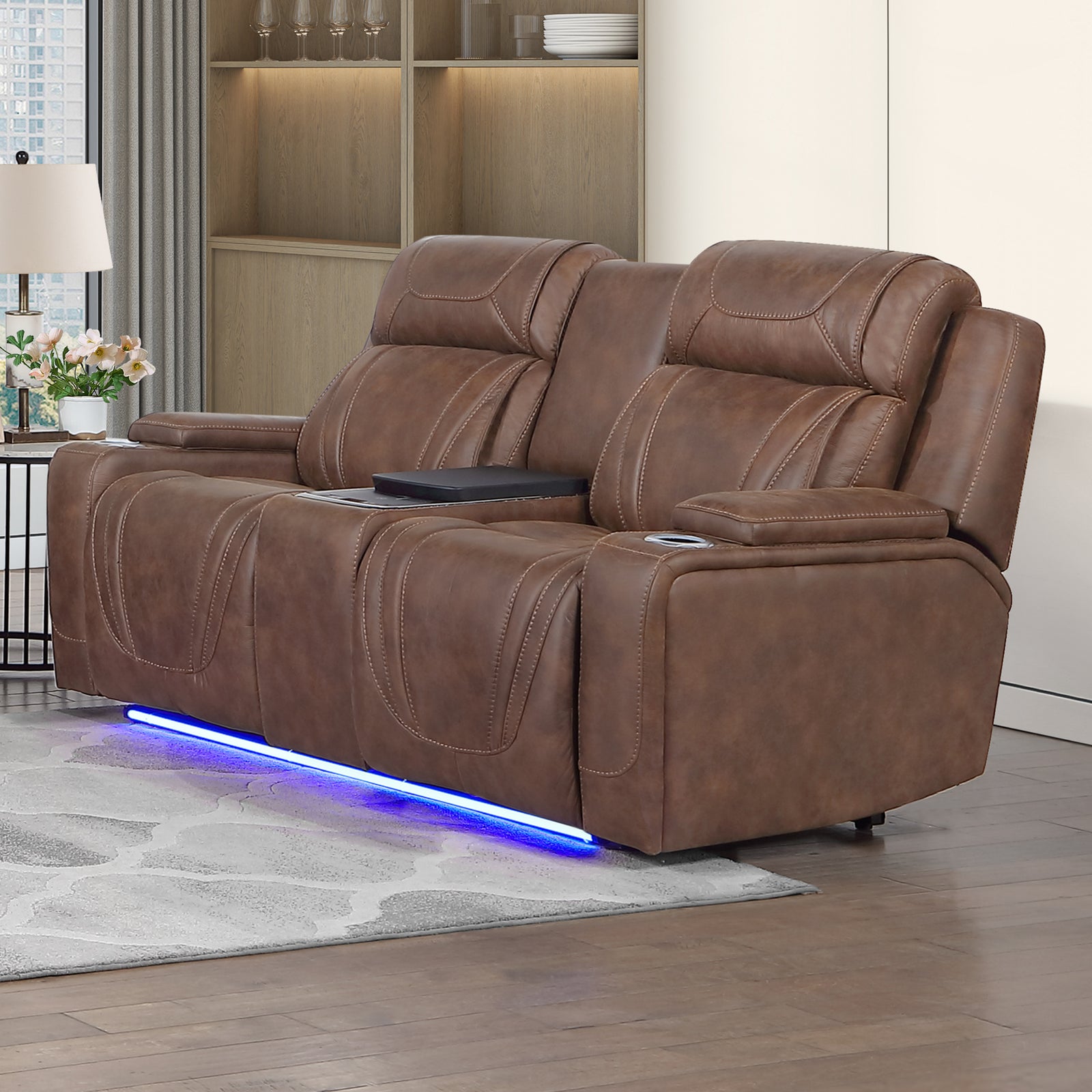 Carrow Loveseat W/pwr Hr, Fr & Cooler, Massage, Stereo-Brown