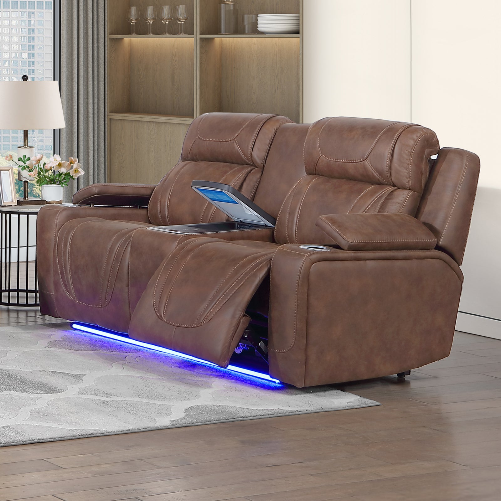 Carrow Loveseat W/pwr Hr, Fr & Cooler, Massage, Stereo-Brown