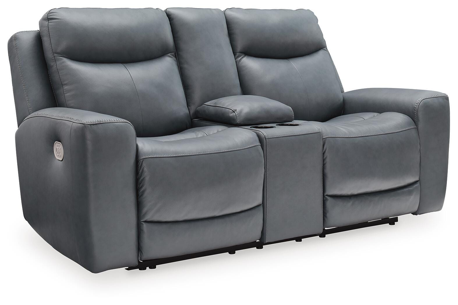 Mindanao Power Reclining Loveseat with Console - Dark Gray (1)