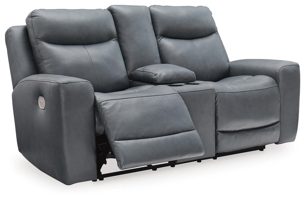 Mindanao Power Reclining Loveseat with Console - Dark Gray (3)