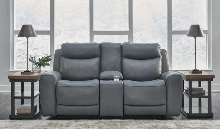 Mindanao Power Reclining Loveseat with Console - Dark Gray (2)
