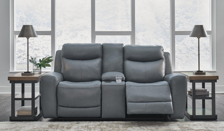 Mindanao Power Reclining Loveseat with Console - Dark Gray (7)