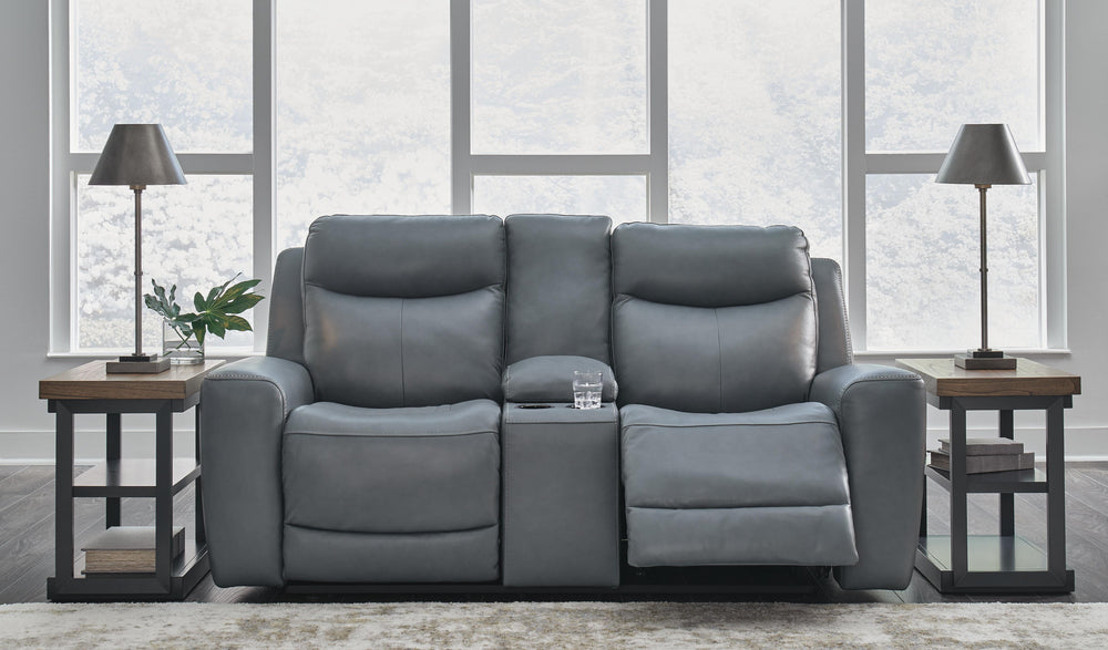 Mindanao Power Reclining Loveseat with Console - Dark Gray (7)