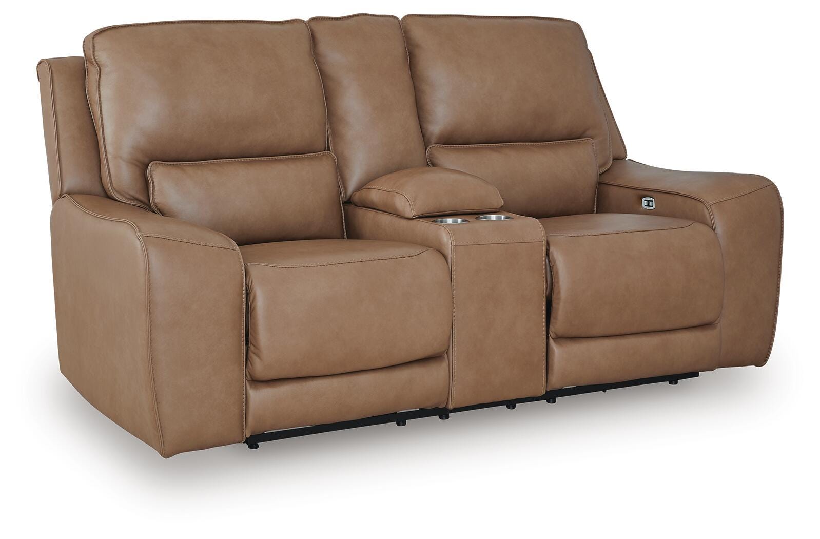 DeepWakes Power Reclining Loveseat with Console - Light Brown (1)