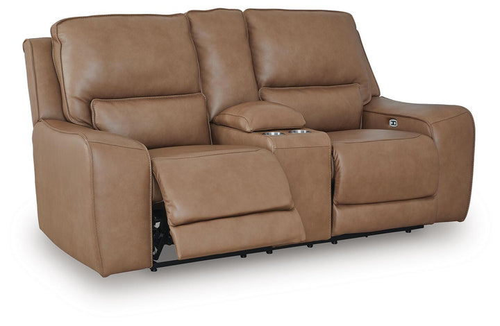 DeepWakes Power Reclining Loveseat with Console - Light Brown (3)