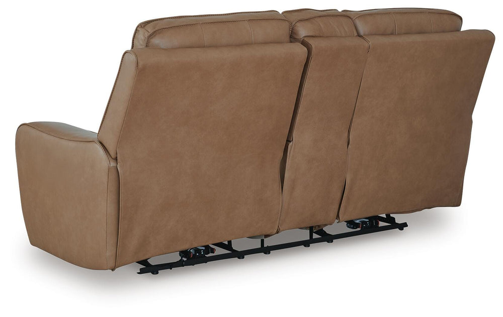 DeepWakes Power Reclining Loveseat with Console - Light Brown (5)