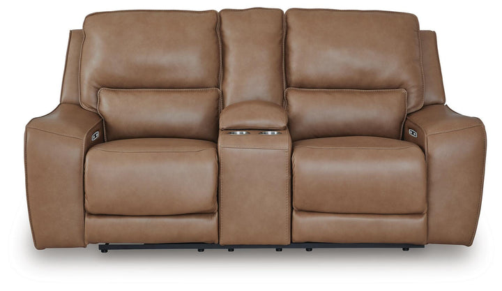 DeepWakes Power Reclining Loveseat with Console - Light Brown (4)