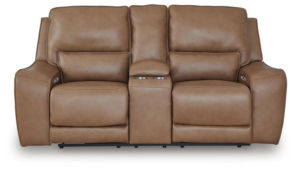 DeepWakes Power Reclining Loveseat with Console - Light Brown (4)