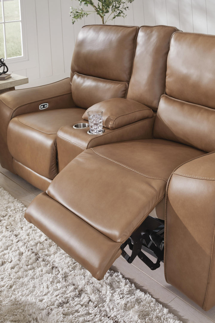 DeepWakes Power Reclining Loveseat with Console - Light Brown (8)