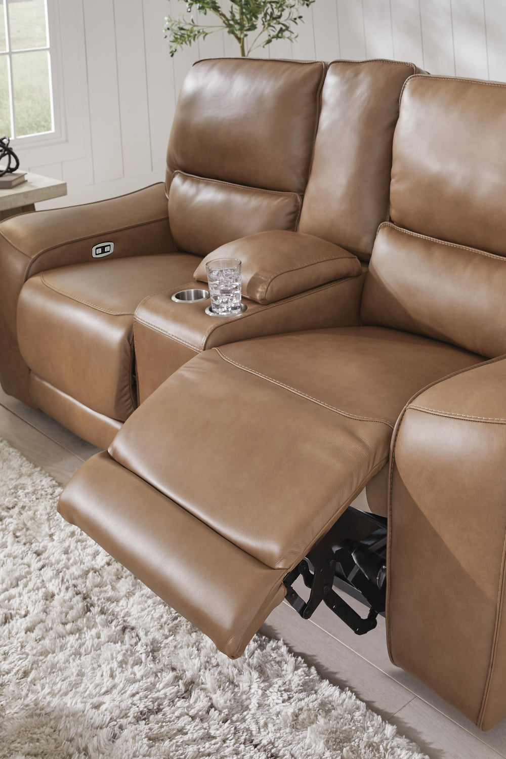 DeepWakes Power Reclining Loveseat with Console - Light Brown (8)