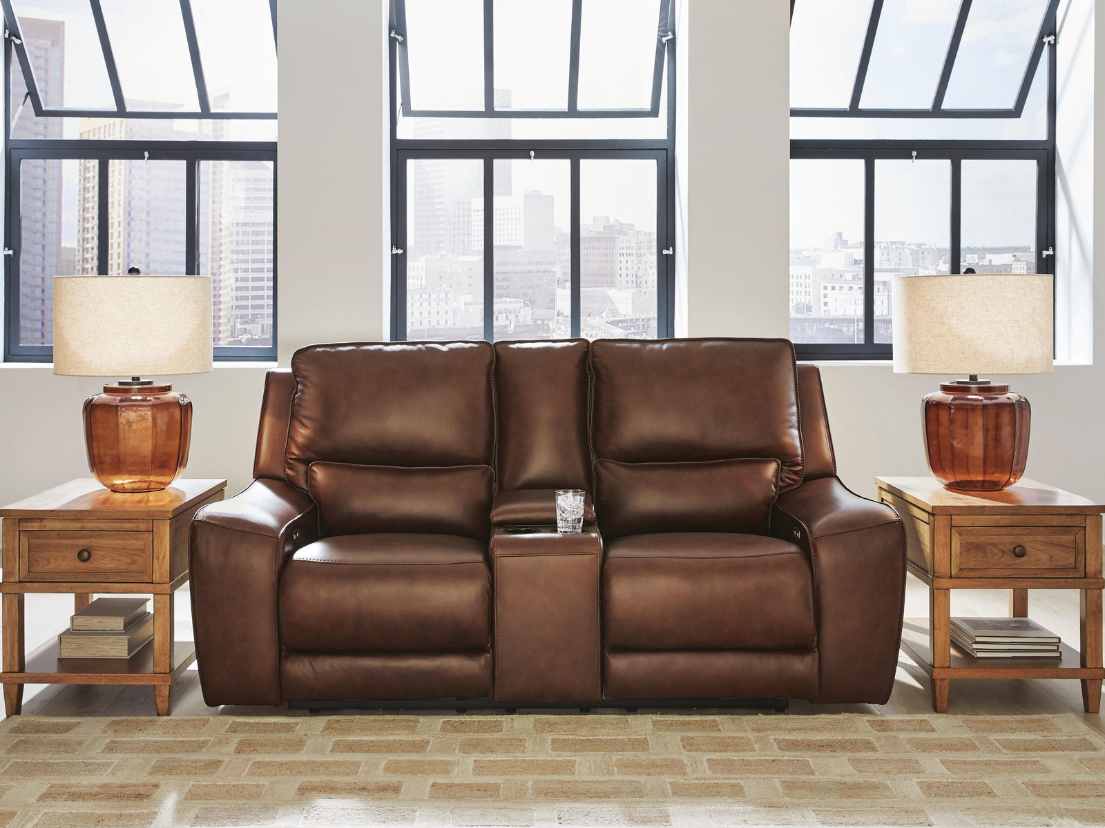 DeepWakes Power Reclining Loveseat with Console - Dark Brown (2)
