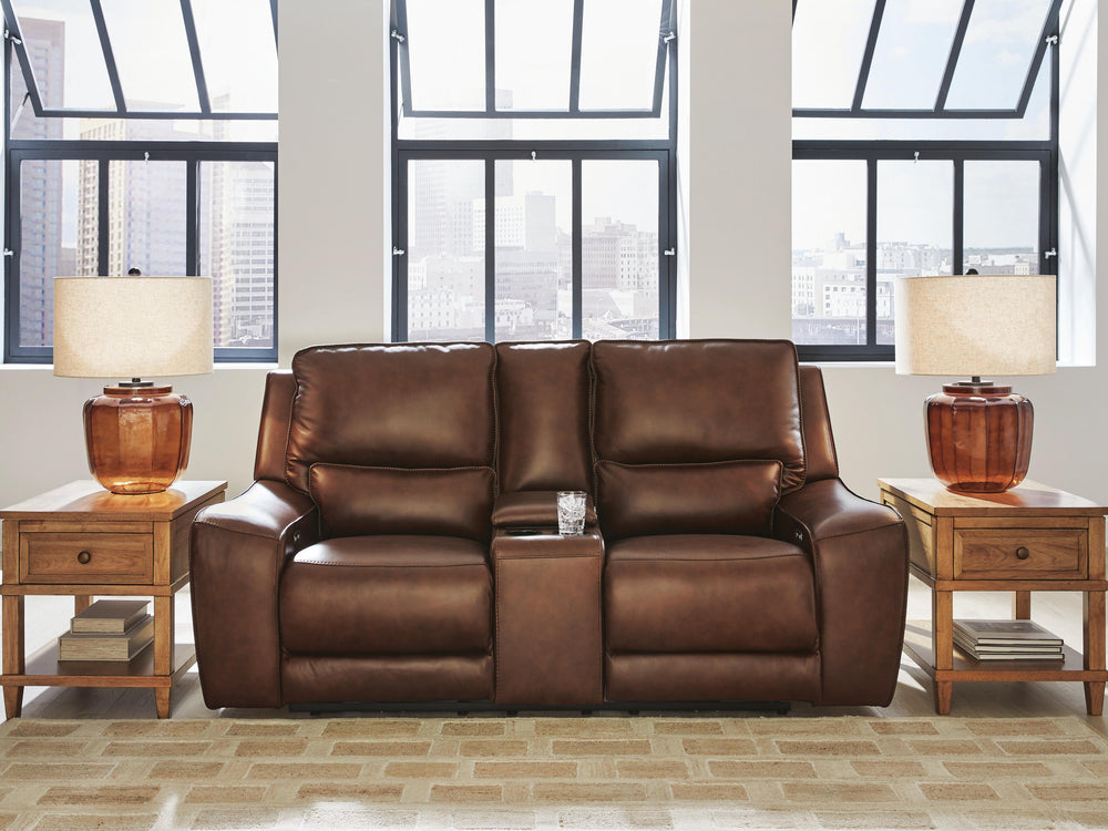 DeepWakes Power Reclining Loveseat with Console - Dark Brown (2)