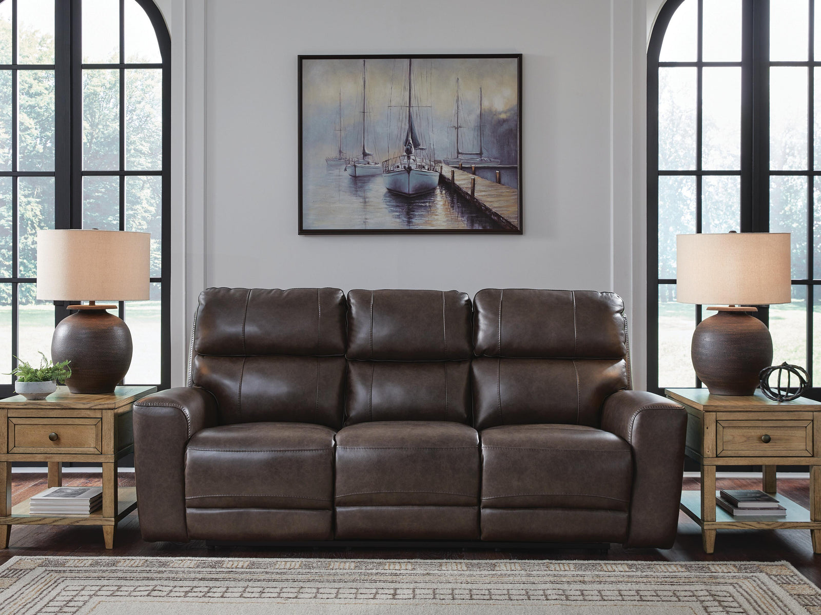 Crossplex Power Reclining Sofa - Dark Brown (2)