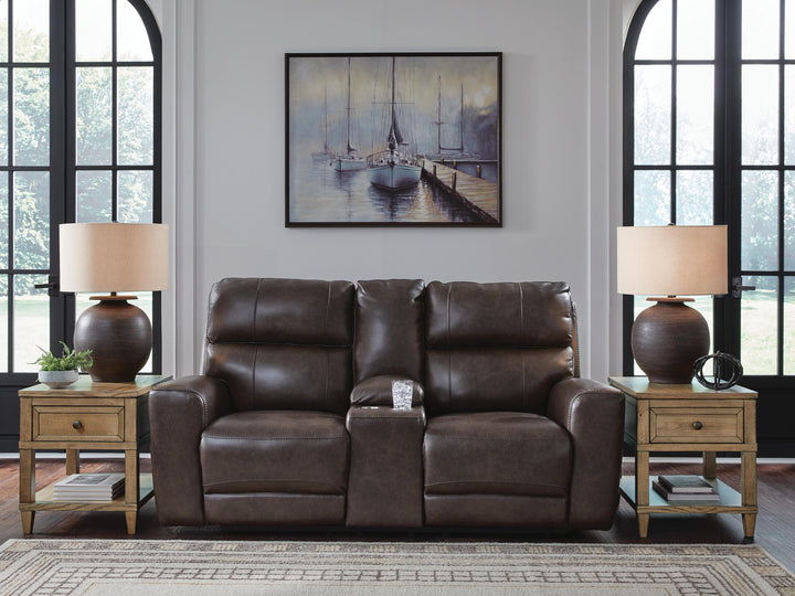 Crossplex Power Reclining Loveseat with Console - Dark Brown (2)