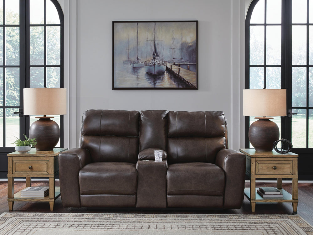 Crossplex Power Reclining Loveseat with Console - Dark Brown (2)