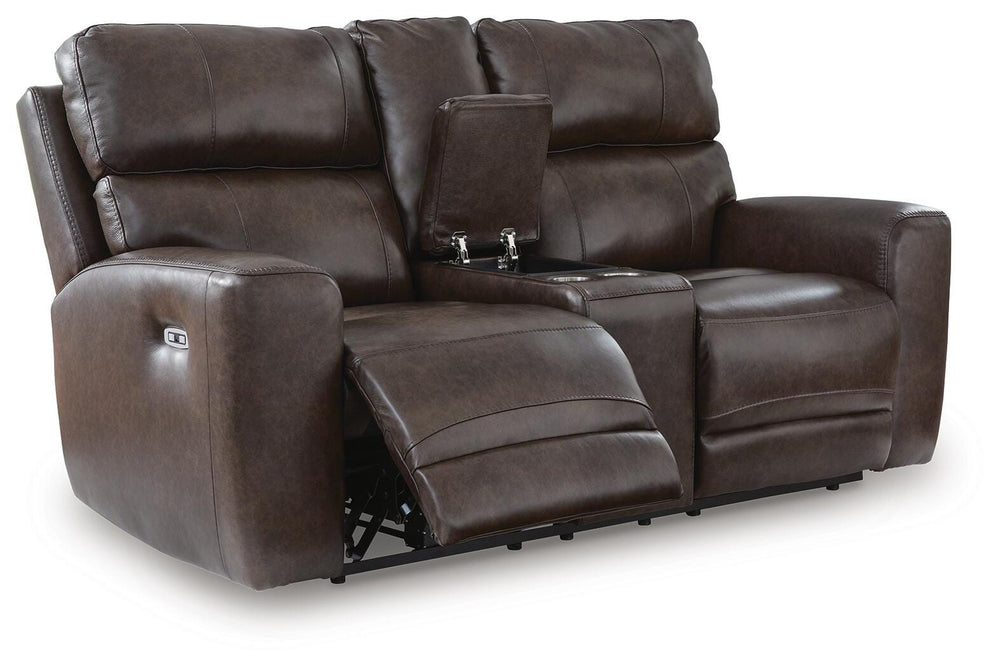 Crossplex Power Reclining Loveseat with Console - Dark Brown (3)