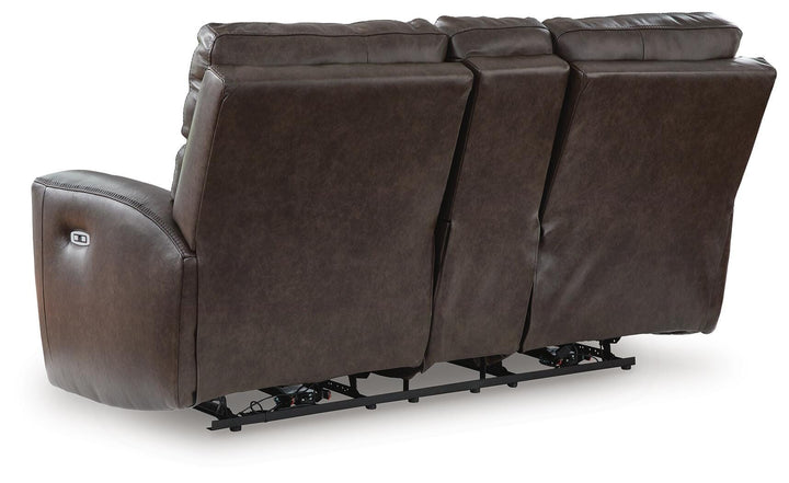 Crossplex Power Reclining Loveseat with Console - Dark Brown (4)