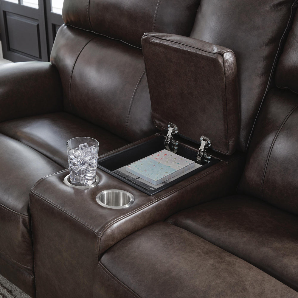 Crossplex Power Reclining Loveseat with Console - Dark Brown (5)