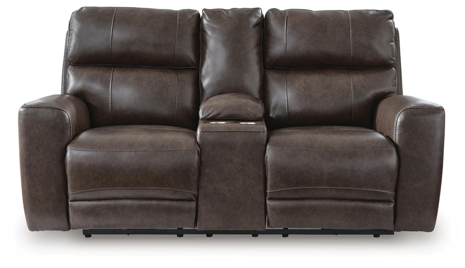 Crossplex Power Reclining Loveseat with Console - Dark Brown (1)