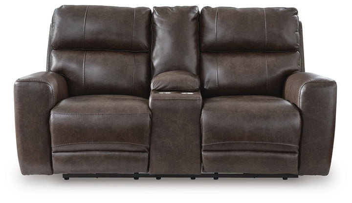Crossplex Power Reclining Loveseat with Console - Dark Brown (1)