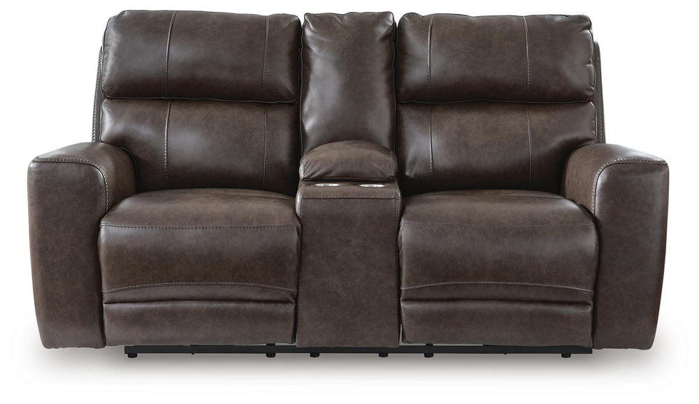 Crossplex Power Reclining Loveseat with Console - Dark Brown (1)