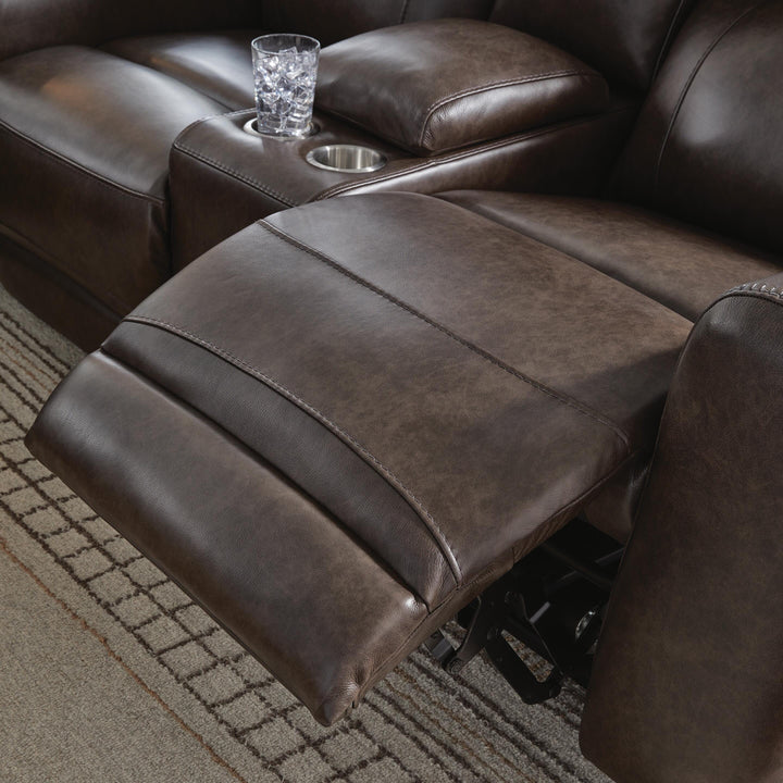 Crossplex Power Reclining Loveseat with Console - Dark Brown (7)