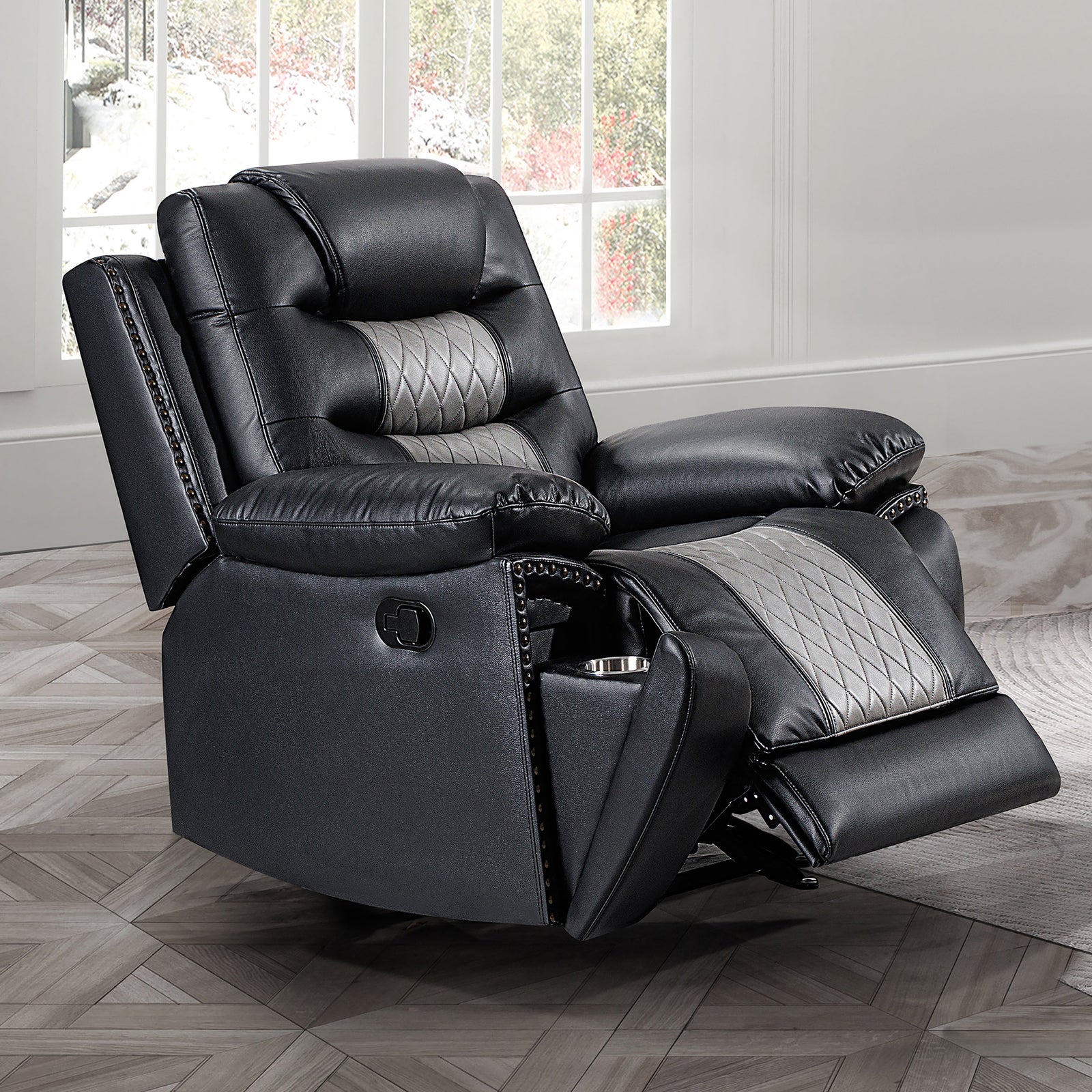 Nikko Glider Recliner-Black/gray